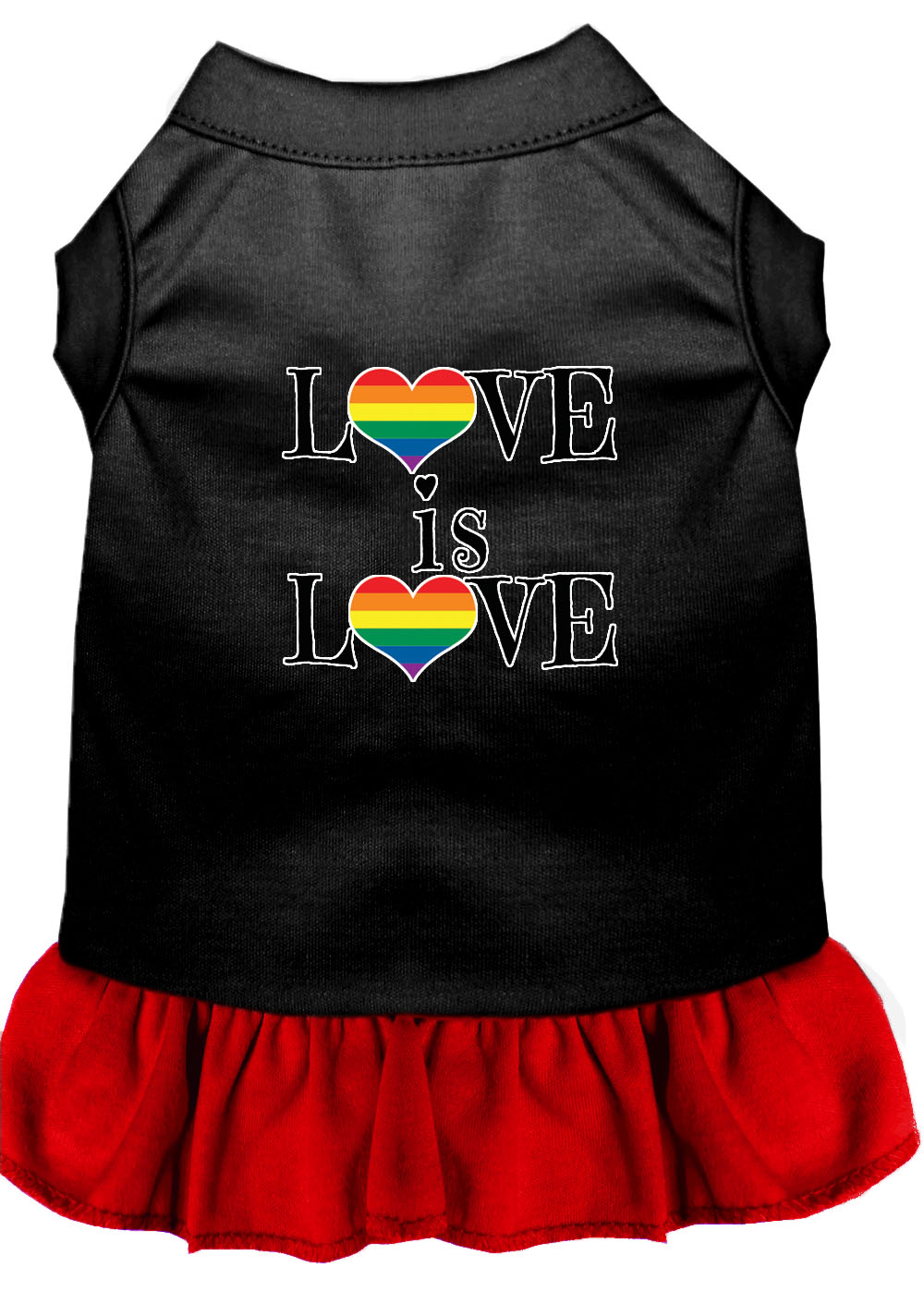 Love is Love Screen Print Dog Dress Black with Red XL